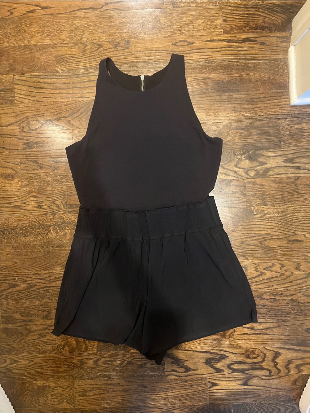 Athleta Black Sleeveless Romper with Elastic Waist